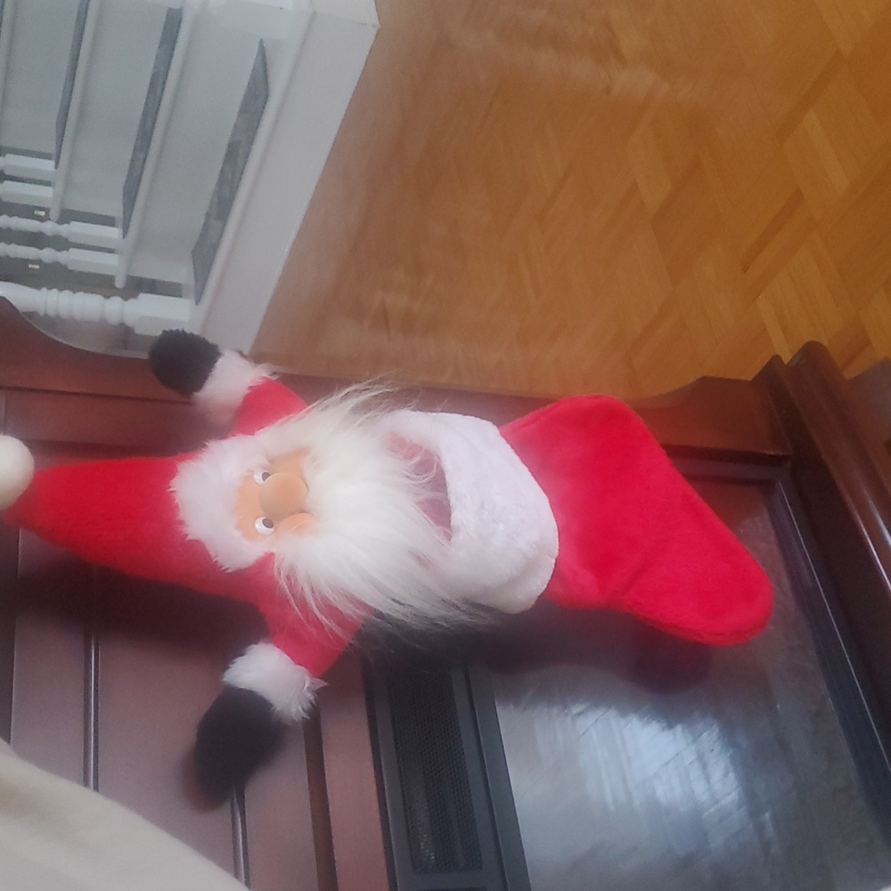 Vintage Plush Teddy Santa Christmas Stocking